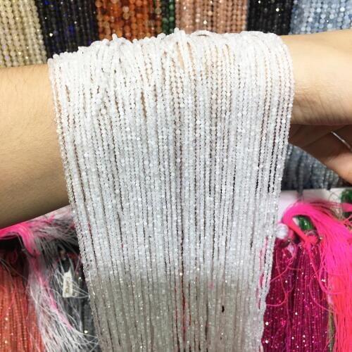 Natural Stone White Labradorite Small Beads Round Section Loose Bead for Jewelry Making DIY Necklace Bracelets Size 2mm