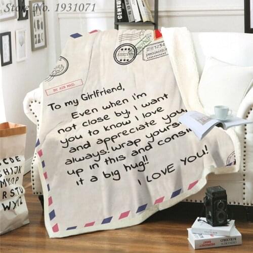 Letter Letters To My Girlfriend Express Love Blanket 3D Print Sherpa Blanket on Bed Home Textiles Dreamlike Gift Blanket 03
