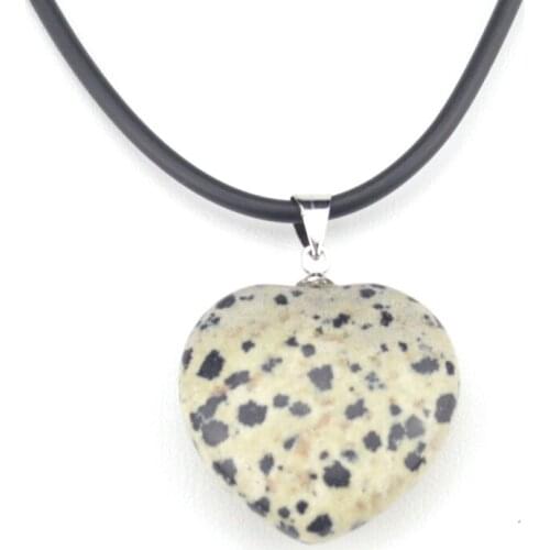 25x25mm heart shape natural Dalmatian stone pendant natural stone beads pendant for woman for gift wholesale