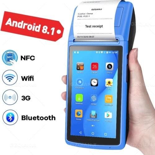 POS Android 8.1 PDA Handheld POS Terminal PDA 3G NFC WiFi with Camera Receipt Printer 58mm for mobile order market