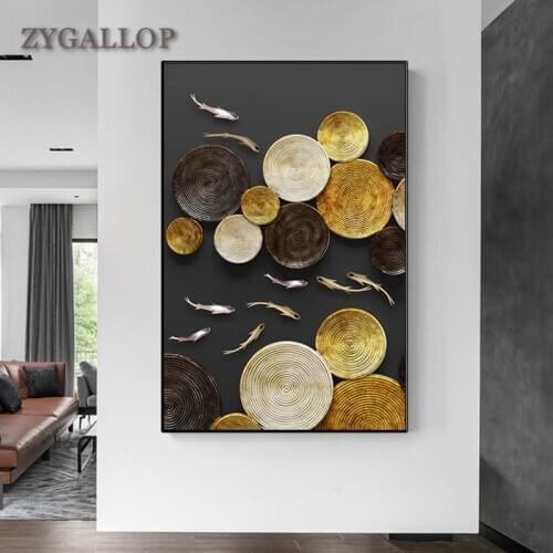Modern Wall Art Canvas Print Painting Fish and Round Plate Posters and Prints Cuadros Entryway Wall Painting Home Decor Pictures