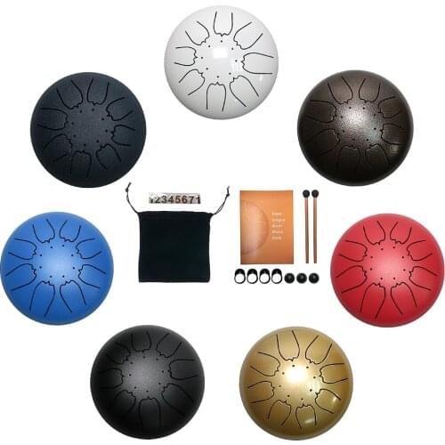 Steel Tongue Drum Set 6 Inch 8 Tune Handpan Drum Pad Tank with Drumstick Carrying Bag Percussion Instruments Accessories New