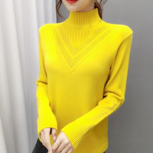 Half Turtleneck Sweater Bottoming Shirt Female Fall/Winter New Loose Inside Knitted Hedging Sweaters Thickened Outerwear Women