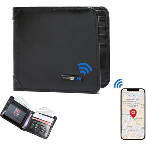 Smart Wallet Bluetooth Genuine Leather Man Wallets Thin Short High Quality card holder Mens wallet Free Engraving