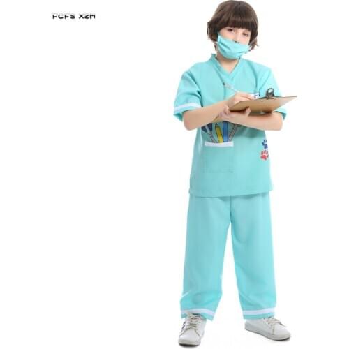 XS-L Boys Halloween Doctor Costumes Kids Children veterinarian Cosplays Carnival Purim parade Masquerade Role play Party dress