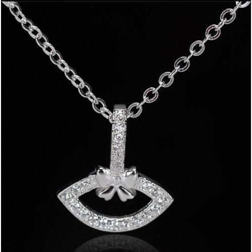 Love Kiss 925 Sterling Silver Bow Knot Pendants with Clear CZ Necklace Lips Shape Romantic Jewelry for Women Gift