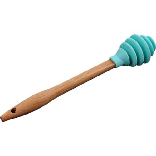 1 piece Honey Drizzler Dipper with Wooden Handle Honey Spoon Honey Pot
