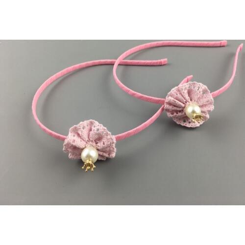 10pcs Fashion Glitter Tiaras Pearl Hairbands Pink Lace Floral Hair Sticks Headbands Princess Headwear Girls Hair Accessories