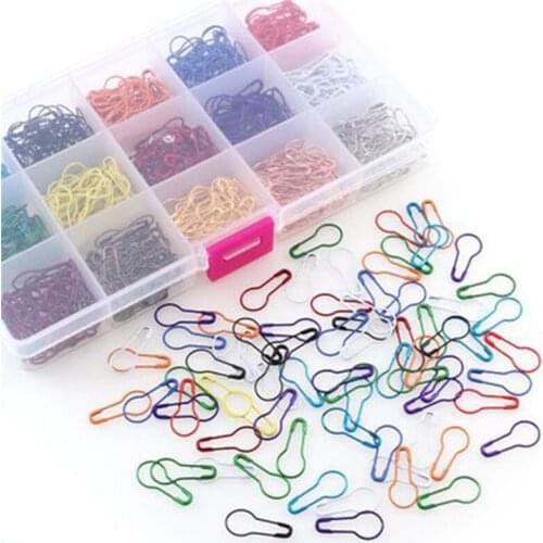 100/300/600 Pcs/pack Safety Pins Metal Clips Knitting Stitch Marker Tag Gourd Shape Pin Mix And Match Colors DIY Sewing Tools