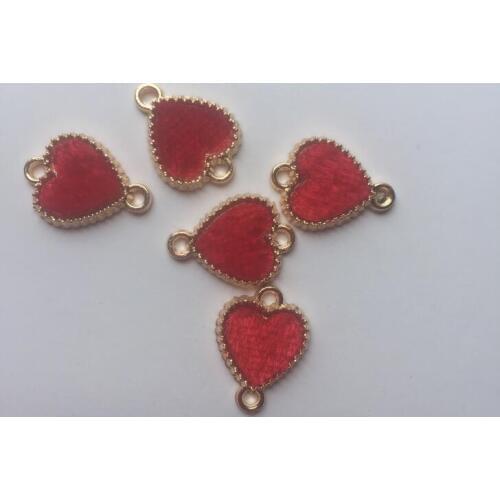 100pcs 16x11mm gold color Red Heart design charms connectors bracelet beads DIY Accessory Jewelry