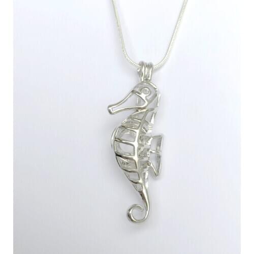 18KGP Hippocampus Locket Charm Sea Horse Shape Can Open Cage Pendant For DIY Bracelet Necklace Jewelry Fitting