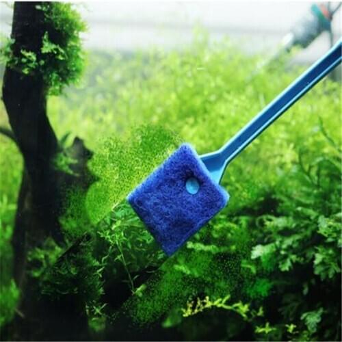 2 Head Plastic Handle Cleaning Sponge Brush Aquarium Glass Algae Cleaner Glass Fish Tank Cleaner Plant Aquarium Accessories