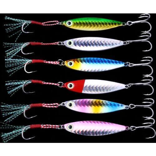 6Pcs 7g 10g 15g 20g Metal Jig Fishing Spoon Spinnerbait Metal Lure Glow Fish Fishing Tackle Lead Jigging Pesca