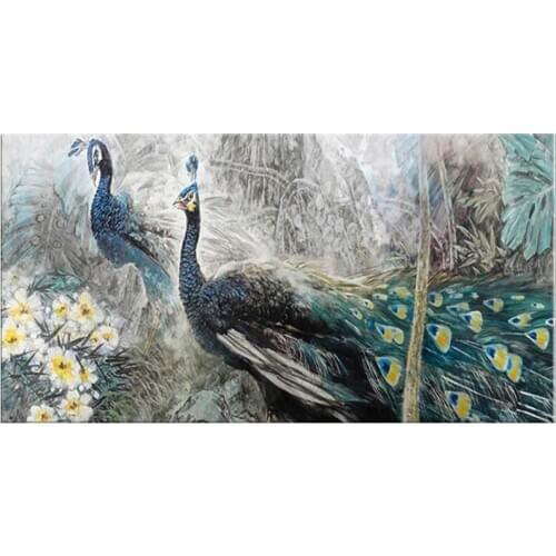 Peacock diamond embroidery animals birds diamant painting full square round drill mosaic Retro home decor Large Landscape