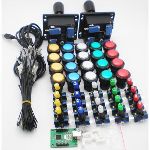 Arcade DIY Bundles With Illuminated button LED holders nuts America Joystick USB controller mainboard and wires