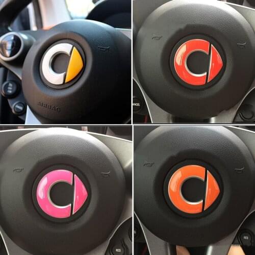 Car Steering Wheel Badge Emblem Sticker for Smart 453 fortwo forfour 2009-2019 Car Styling 3D Stickers