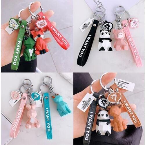 Cute Dinosaur Animal Panda 1PC New Fashion Student Key Ring Bag Letters Car Resin Keychain