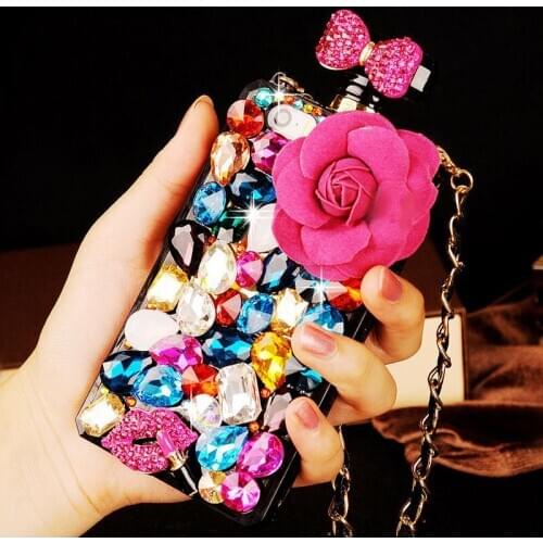 Diamond Crystal Gem Perfume Bottle Ring Holders Stands Handbag Case Cover for iPhone X XS MAX XR 5S 6 6PLUS 7 7PLUS 8 8PLUS Case