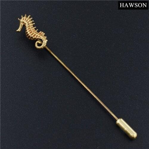 Elegant Gold Color Hippocampus Design Pins Brooches for Men