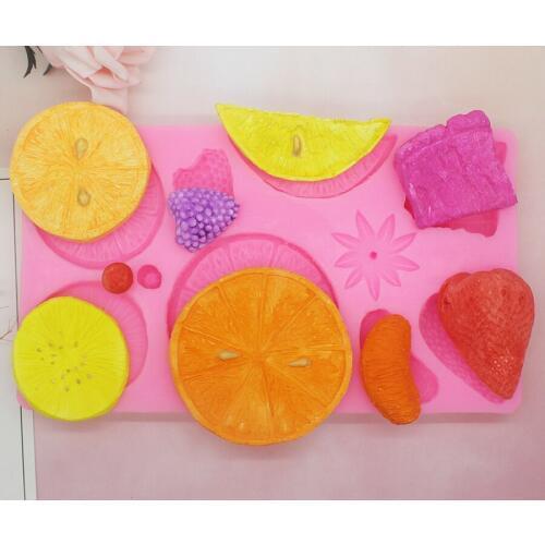 10 hole P1126 Fruit Collection Lemon Slice Strawberry Fondant Cake Mould Orange Slices Chocolate Mold kitchen tool