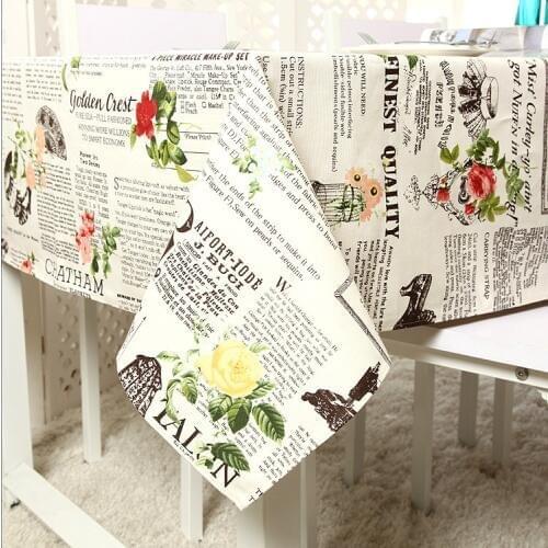 Cotton thick canvas table cloth fresh color retro rose table cloth home hotel table cloth