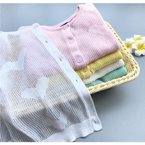 New Clothing for Baby Girls Fashion Spring Summer Toddler Wear Newborn Hollow Heart Shaped Cardigan Kids Knitted Sweaters Gifts