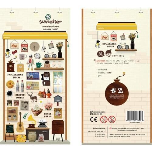 Korean Import Brand Sonia Vintage Coffee Store Ins Stickers Scrapbooking Diy Diary Stationery Stickers Supplies