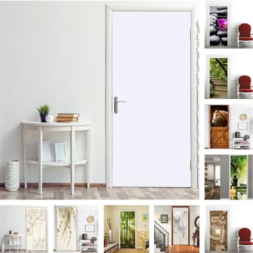 Creative 3D Door Sticker Custom Size Adhesive Wallpaper On the Doors DIY Renovation Waterproof Poster For Bedroom Deurstickers