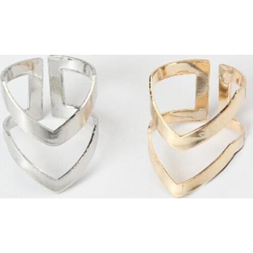 2020 Fashion Gold Rings For Women Double V Shape Double-deck Finger Ring For Men Silvery Plated Rings Women Jewelry Wedding Ring