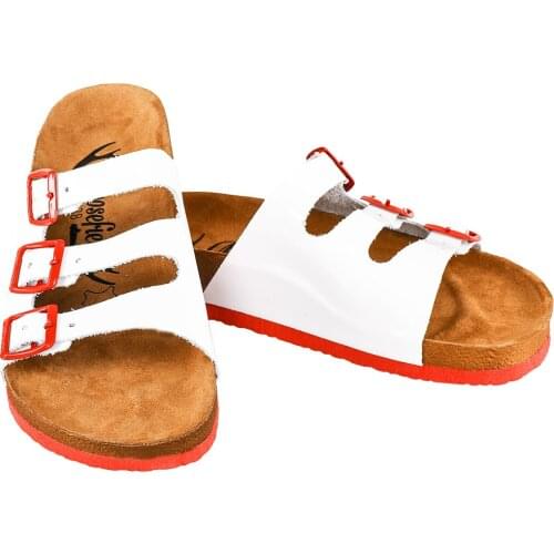 Moosefield Genuine Leather Open front White summer season Womens Slippers MD-14MMF New model womens leather slippers