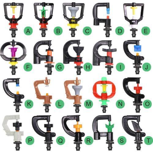 MUCIAKIE 20 Types of Rotating Spinklers Drip Irrigation Mini Rotation Nozzle Spray w/ 1/4'' Barb Connector Mini Rotary Sprayer