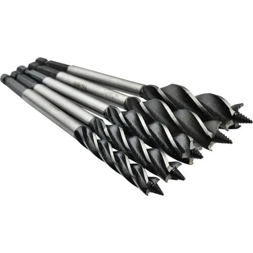 1/4" Hex Shank 10-25mm Four Slot Twist Drill Bit Set 4 Edges Carpenter Tool High Carbon Steel Drill Bit for Woodworking Drilling