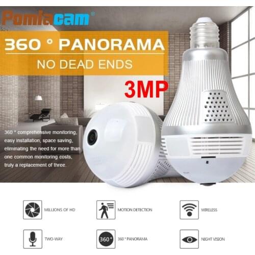 New 360 Degree Fisheye Wifi Bulb Lamp IP Camera LS-QJ58 LED Light 3MP wireless Panoramic Home Security CCTV Camera Night Vision