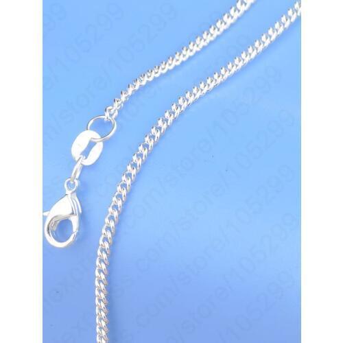 Hot Sale 1PC Nice Pure 925 Sterling Silver Chain Necklace With Big Discount, 16"-30"Popular Flat Curb Chains Jewelry