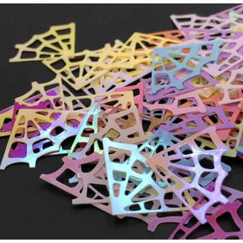 100Pcs/lot 25*18MM Halloween Spider Web PVC Sequins Holiday Party Decoration Handmade DIY Sewing/Wedding/Coat Hat Accessories