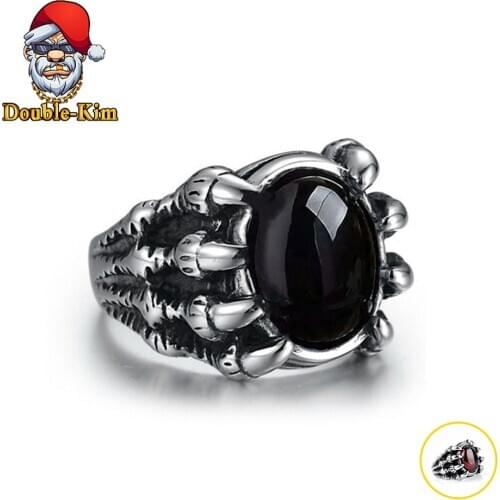 Retro Dragon Claw Ring Inlaid Red Zircon Titanium Stainless Steel Rings Hip-Hop RAP Street Culture Fashion Man Trend Jewelry
