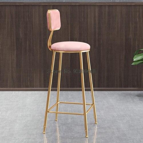 Scandinavian Luxury Bar Chair Simple Net Red Bar Stool Front Desk Coffee Restaurant Leisure Back High Footed Table Stool
