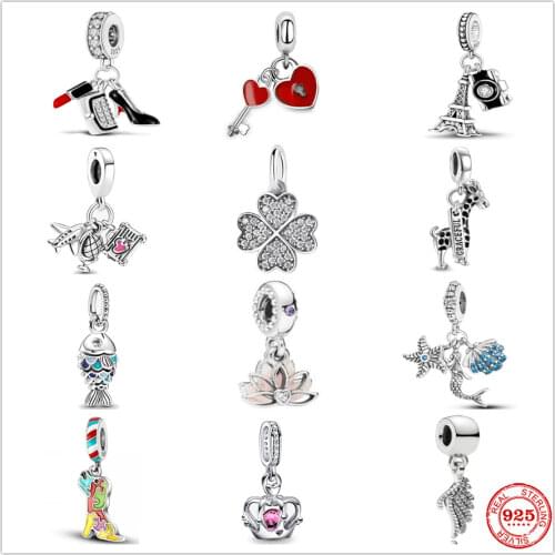 New Blue Scaled Fish Dumbbells Dangle Charm Bead Fit Original Pandora Bracelet DIY Jewelry 925 Sterling Silver For Women Gift