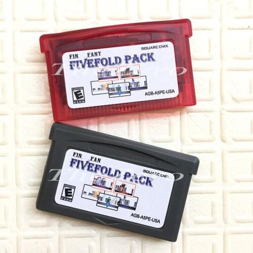 Memory Card FinalFantasy 5 in 1 for Video Game Cartridge Console Card for 32 Bit Handheld Player USA Version Red / grey Shell
