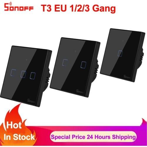 Sonoff TX T3 EU 1 2 3 Gang Wifi Switch Smart Home Remote Control Wall Touch Timer Light Switch Via Ewelink APP Work with Alexa