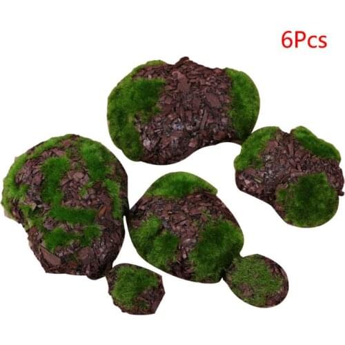 T3EC 6 Pcs/pack Aquarium Simulated Moss Stone Artificial Foam Plant Underwater Decoration Fish Tank Decor