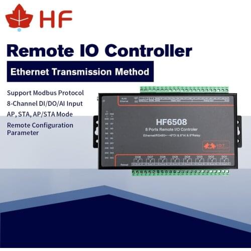 HF HIGH FLYING HF6508 Industrial 8 DI 8 DO 8 Way IO Controller Ethernet RS485 8CH Remote Relay Ethernet Remote Controller