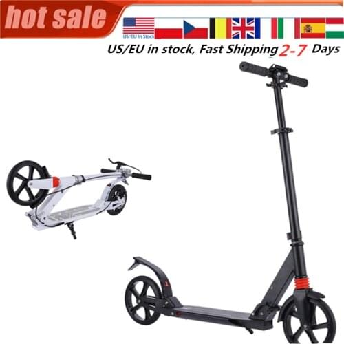 Adult Children Adjustable Height Kick Scooter PU Wheels Wide Deck Foldable