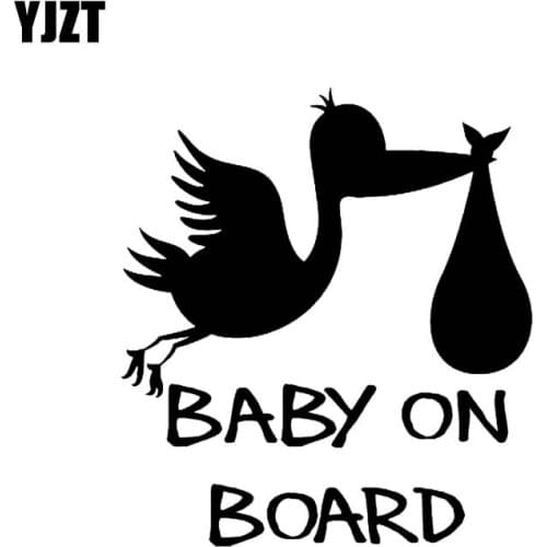YJZT 13.5CM*15CM BABY ON BOARD Sticker Car Decals Vinyl Funny Bird Sign Black/Silver C10-00699