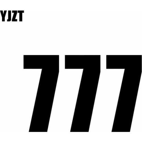 YJZT 13CM*8.5CM Fashion Fun Race Number 777 Vinyl Car-styling Car Sticker Decal Black/Silver C11-0850