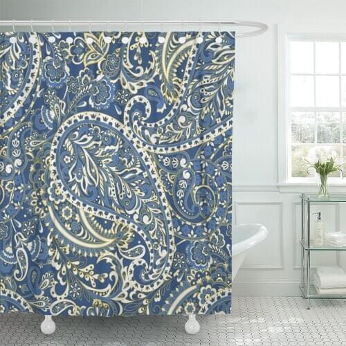 Arabesque Paisley Damask Floral Arabic Carpet Color Culture Ethnic Shower Curtain Waterproof Fabric 60 x 72 Inches Set with Hook