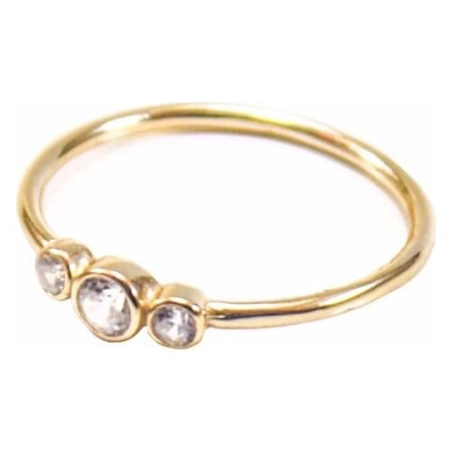 Cheapest simple design 3 cubic zirconia stone line ring minimal delicate dainty tiny clear cz thin ring for women engagement