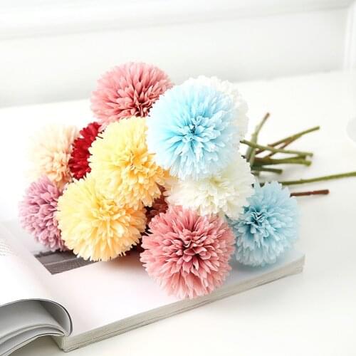 1pc Artificial Flowers Silk Bouquet Home Office Flower Pots Decoration Accessories Wedding Party Fake Plants Diy Pompons