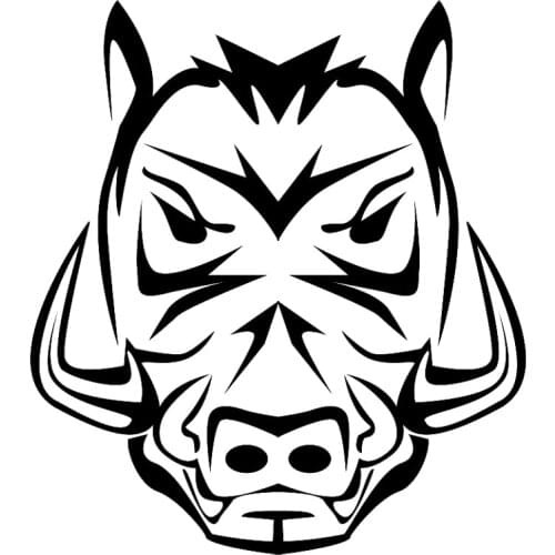 13.2cm*14.7cm Tattoo Wild Boar Pig Head Fashion Car Styling Stickers Black/Silver S3-5226