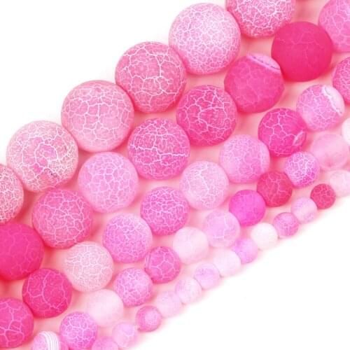 4-12mm Natural Stone Beads Loose Round Frosted Rose Red Weathered Stone Beads For Jewelry Making DIY Charm Bracelet Necklace